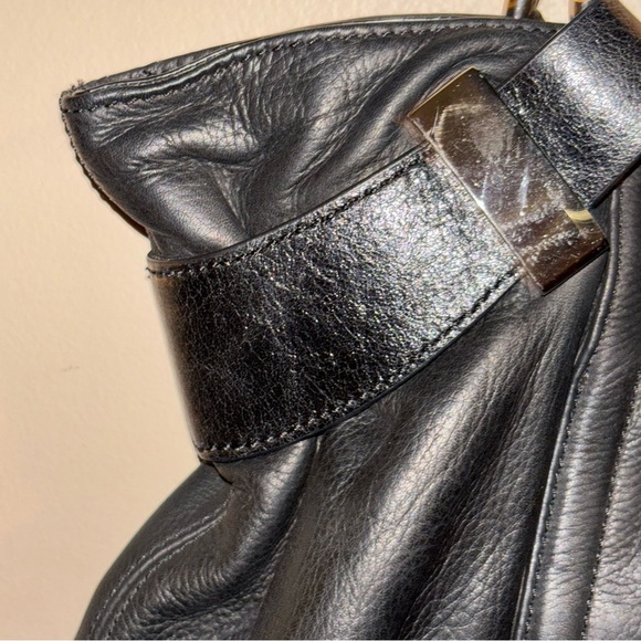 Cynthia Rowley Black Leather Shoulder Bag Tote - Picture 5 of 12